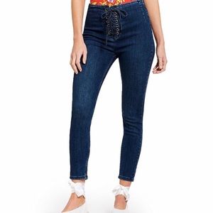 NWT free people, lace up jeans in dark wash